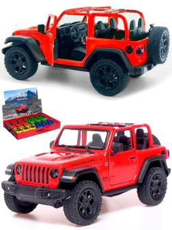 Металлическая машинка Kinsmart 1:34 «2018 Jeep Wrangler (Открытый верх)» KT5412DA, инерционный / Красный
