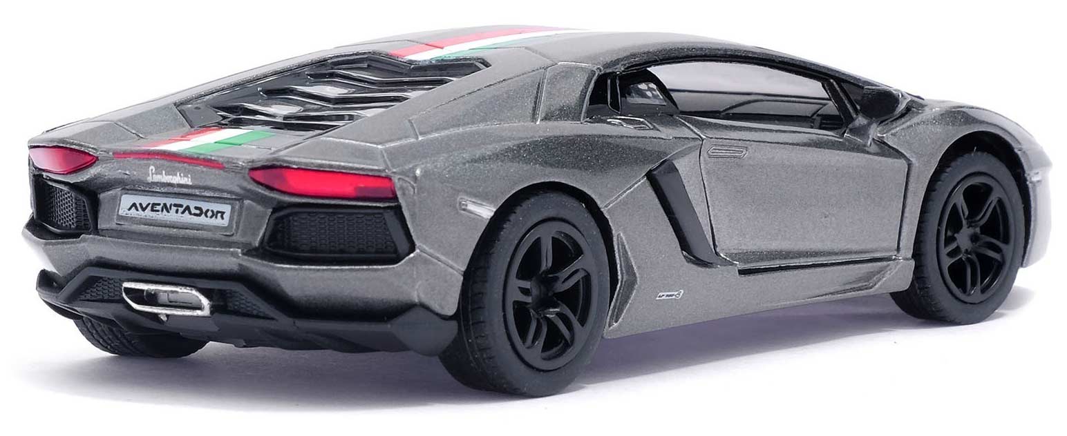 Металлическая машинка Kinsmart 1:38 «Lamborghini Aventador LP 700-4 с принтом» KT5355DF, инерционная / Серый