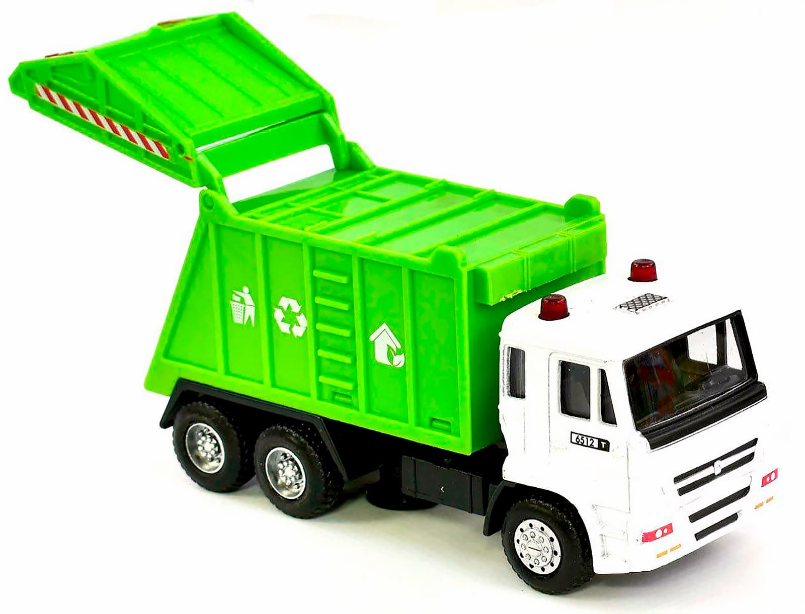 Металлическая машинка Play Smart 1:54 «Камаз 5360 Мусоровоз» 15 см. 6554 Автопарк / Бело-зеленый