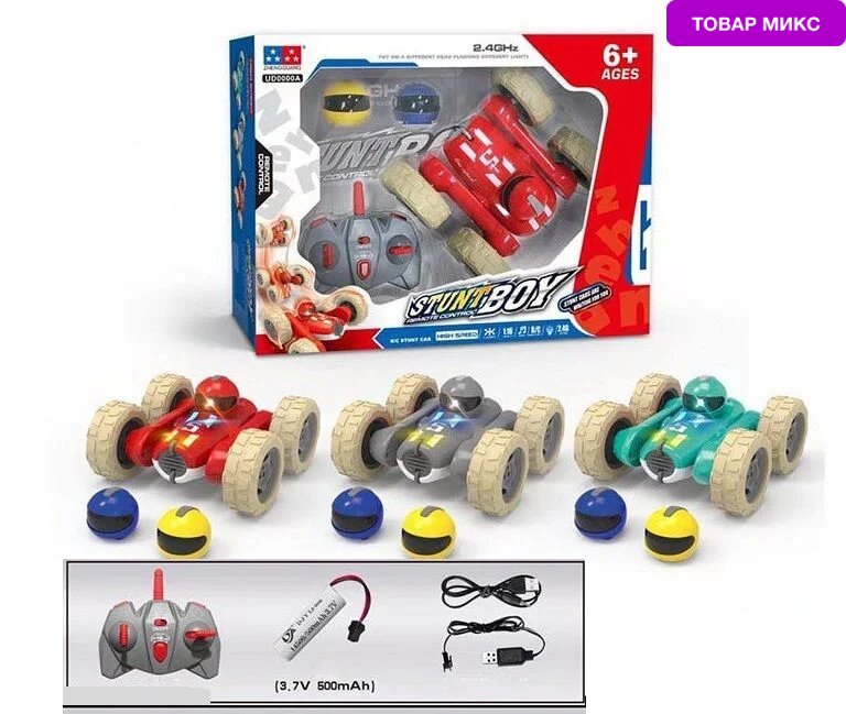 Радиоуправляемая машинка-перевертыш 1:24 со световыми и звуковыми эффектами М2210А / Микс