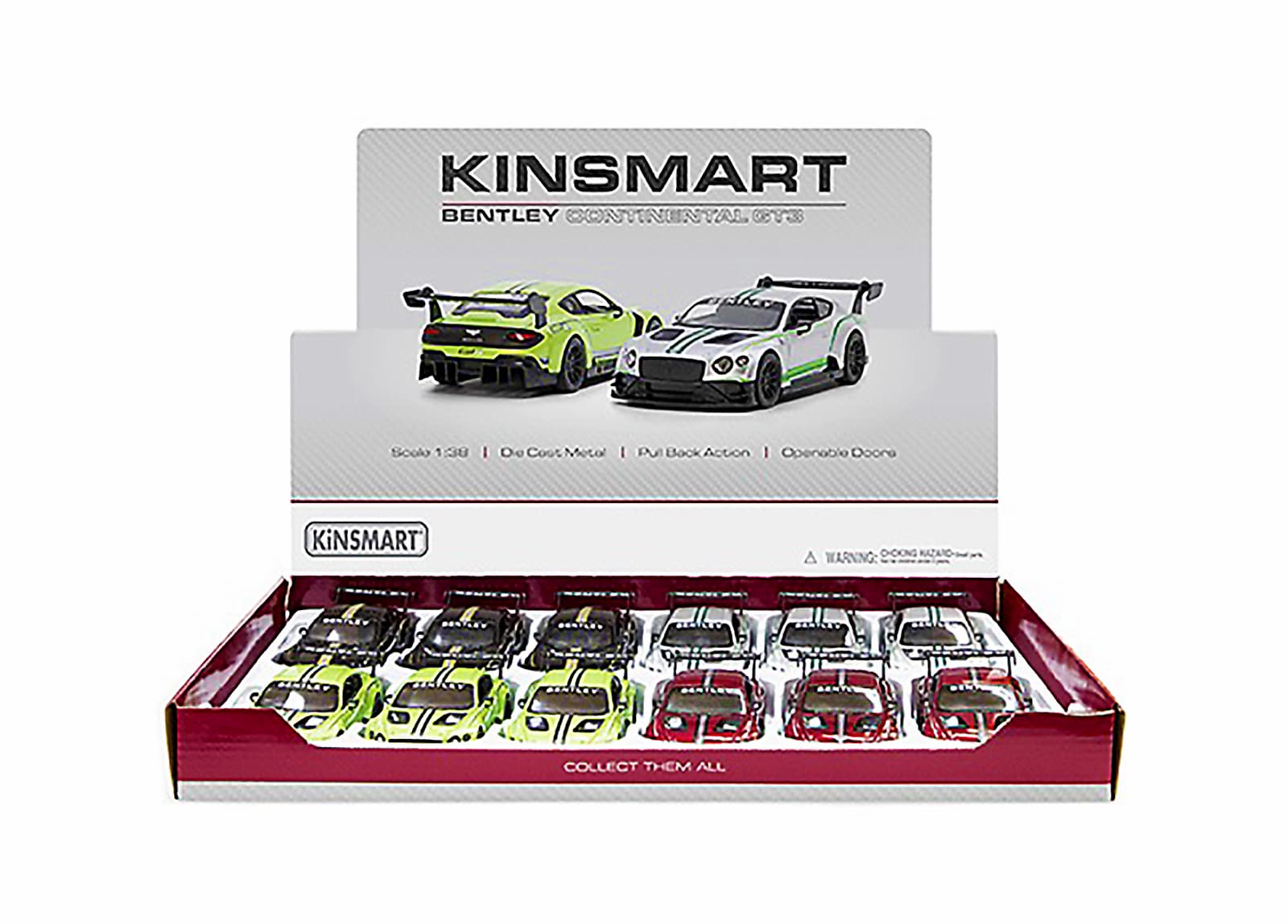Металлическая машинка Kinsmart 1:38 «Bentley Continental GT3» KT5417D, инерционная / Зеленый