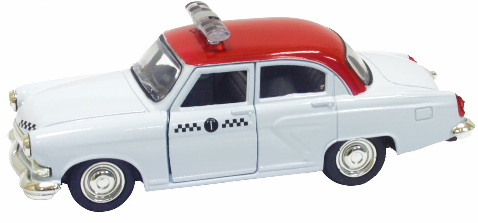Машинка металлическая Play Smart 1:43 «GAZ-21 Волга: Такси» 6545, инерционная / Бело-красный
