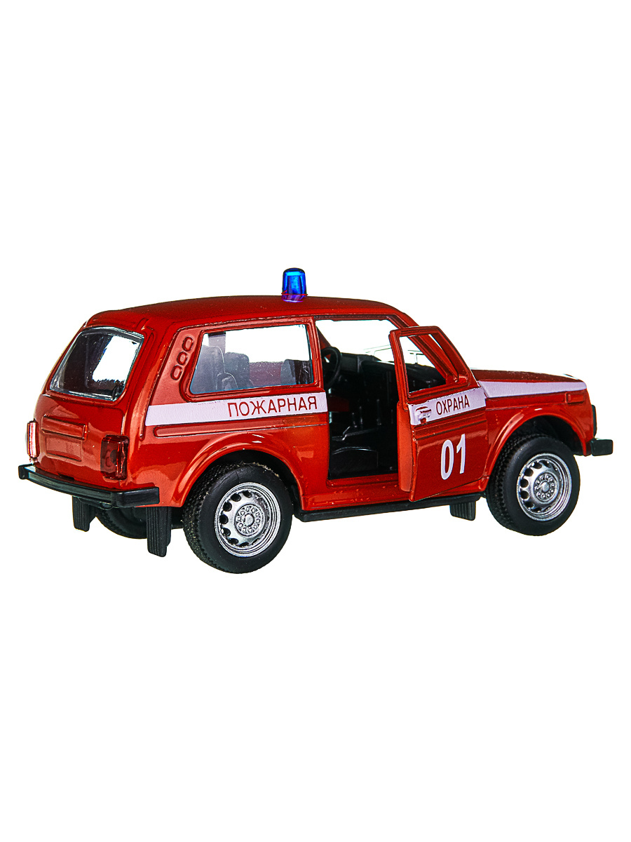 Металлическая машинка Play Smart 1:50 «Служебная Нива: 2121» 10 см. 6540 Автопарк, инерционная / Пожарная охрана