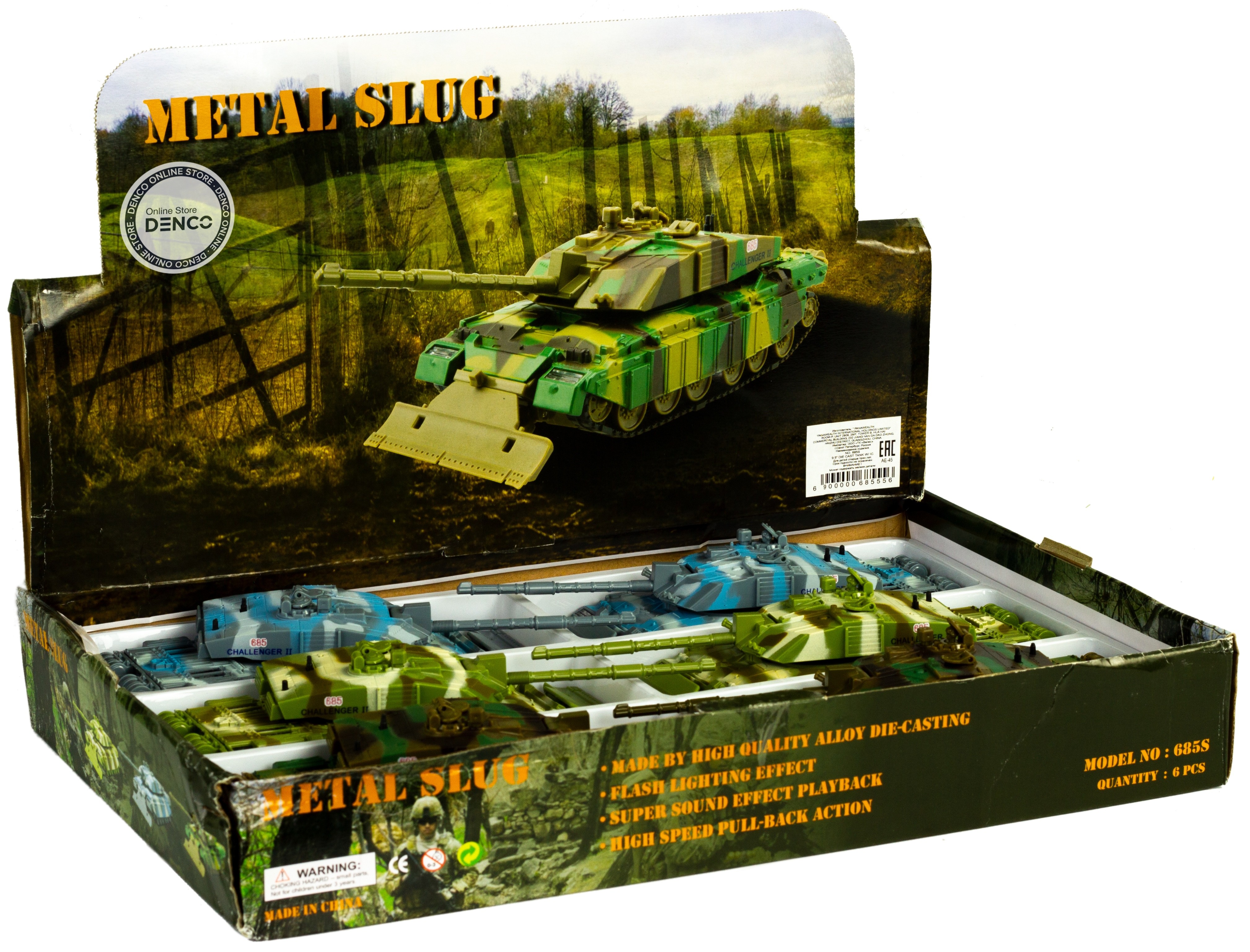 Металлический танк Metal Slug 1:50 «685 Challenger II» 685S, 19 см., инерционный / Темно-зеленый