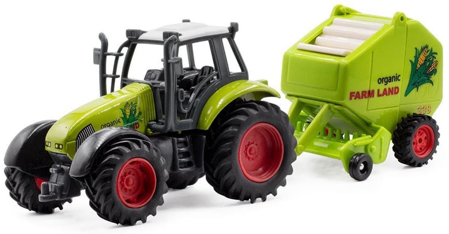 Металлическая машинка Auto Metal «Трактор c прицепом» PT-406 / Зеленый