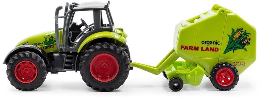 Металлическая машинка Auto Metal «Трактор c прицепом» PT-406 / Зеленый