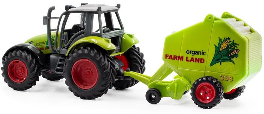 Металлическая машинка Auto Metal «Трактор c прицепом» PT-406 / Зеленый