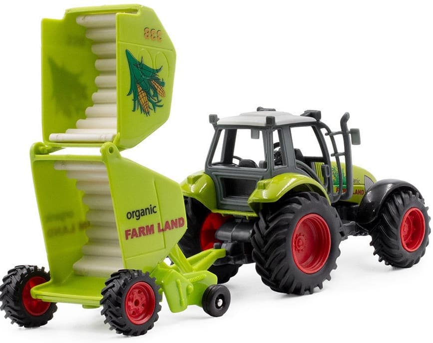 Металлическая машинка Auto Metal «Трактор c прицепом» PT-406 / Зеленый