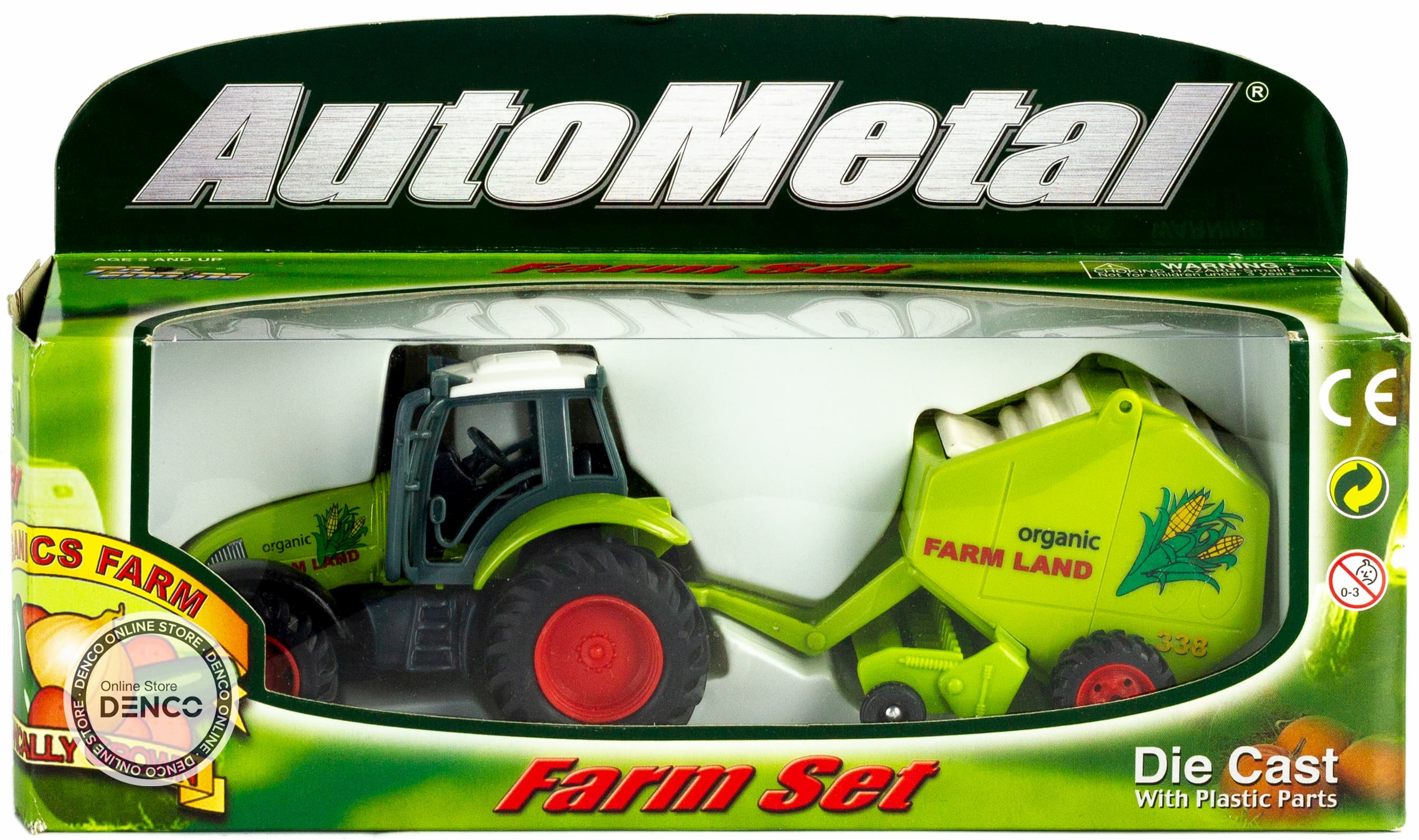 Металлическая машинка Auto Metal «Трактор c прицепом» PT-406 / Зеленый