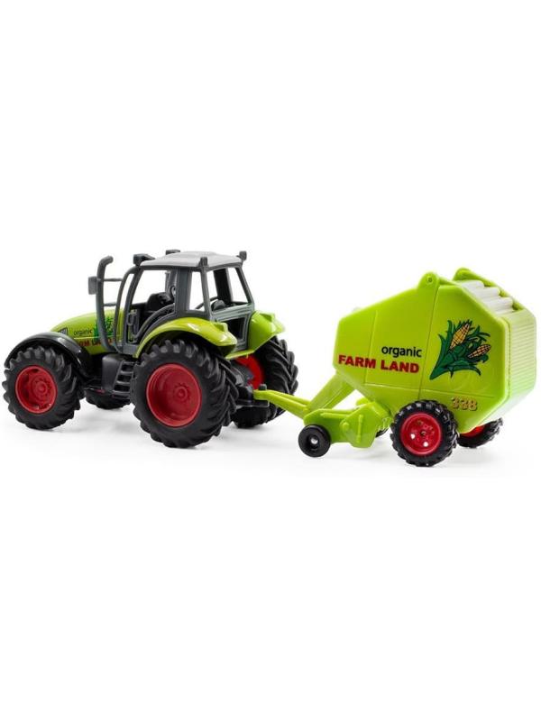 Металлическая машинка Auto Metal «Трактор c прицепом» PT-406 / Зеленый