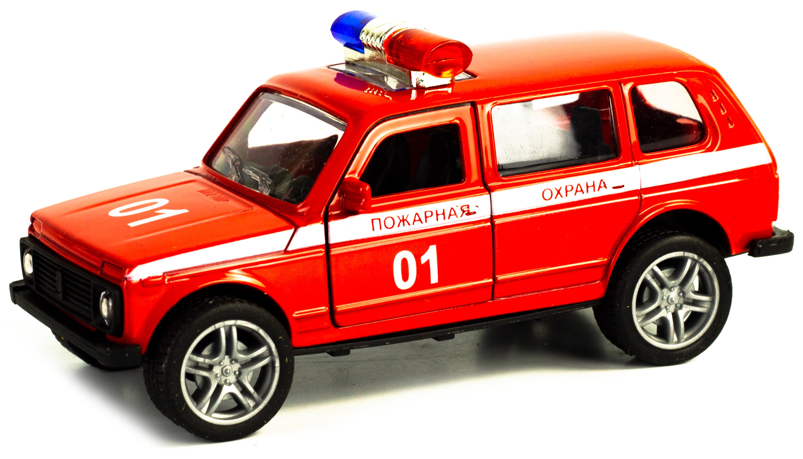 Металлическая машинка Tian Du 1:32 «Нива: Пожарная охрана» F1132-4, 11,2 см., инерционная / Красный