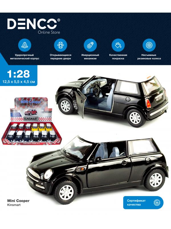 Металлическая машинка Kinsmart 1:28 «Mini Cooper» KT5042D, инерционная / Черный