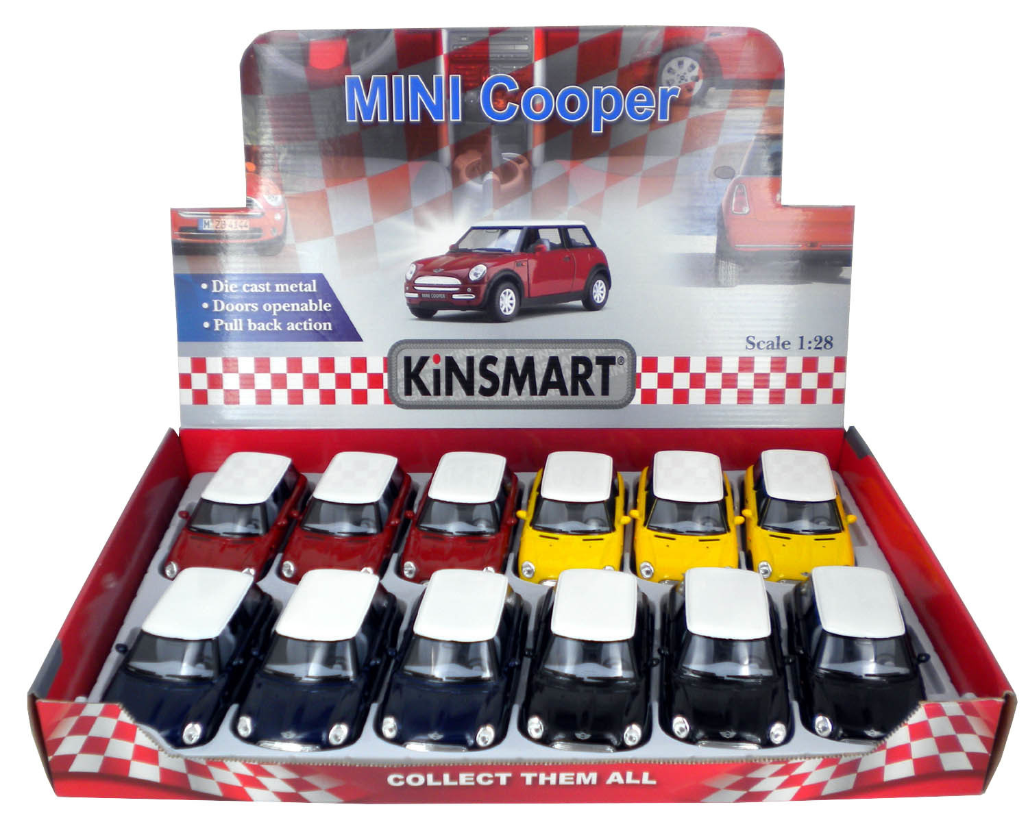 Металлическая машинка Kinsmart 1:28 «Mini Cooper» KT5042D, инерционная / Синий