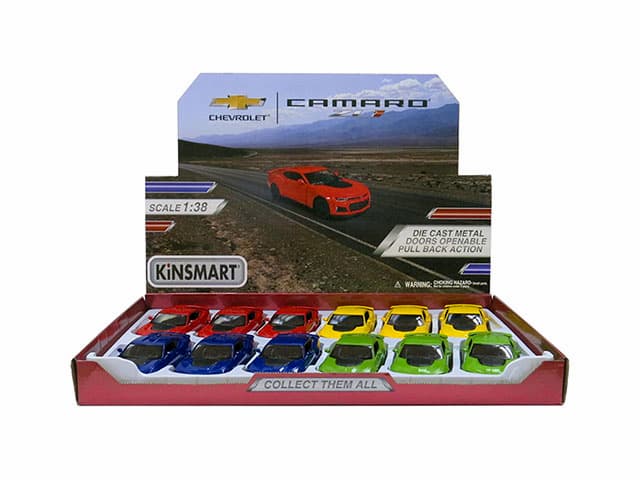 Машинка металлическая Kinsmart 1:38 «2017 Chevrolet Camaro ZL1» 14 см. KT5399D инерционная / Синий