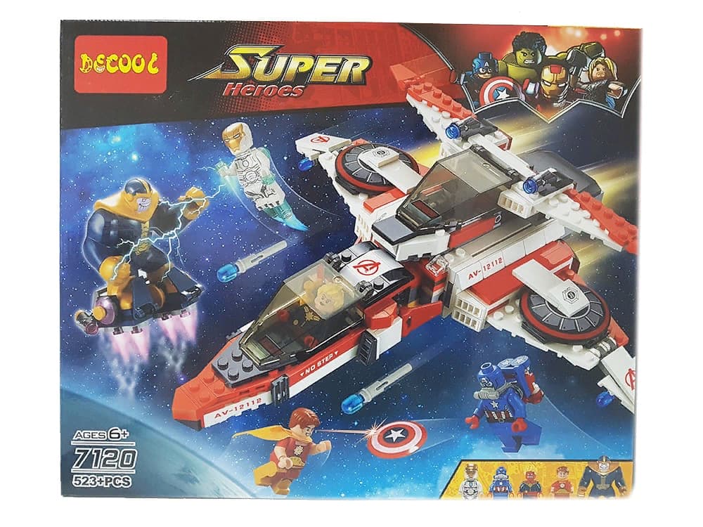 Конструктор Decool «Реактивный самолёт Мстителей: Космическая миссия» 7120 (Super Heroes 76049) / 523 детали