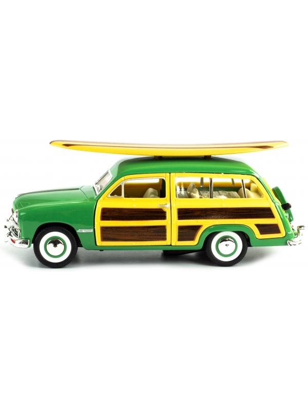 Машинка металлическая Kinsmart 1:40 «1949 Ford Woody Wagon Wooden surfboard» KT5402DS1 инерционная / Микс