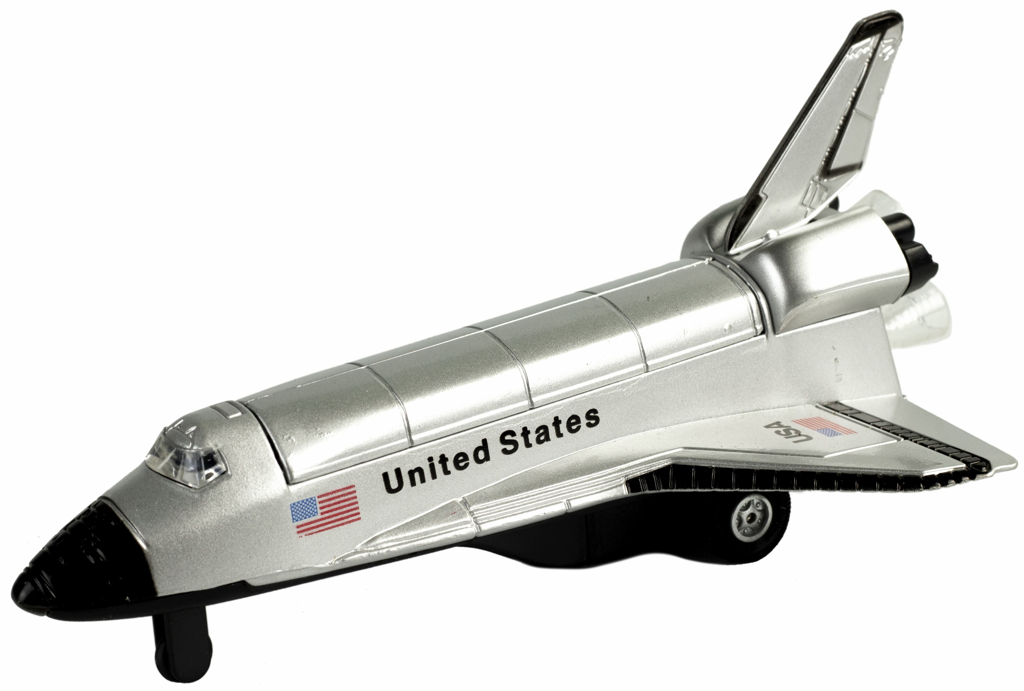 Металлический космический шаттл 1:100 «NASA: United States» 20 см. 290S, свет, звук / Серебристый