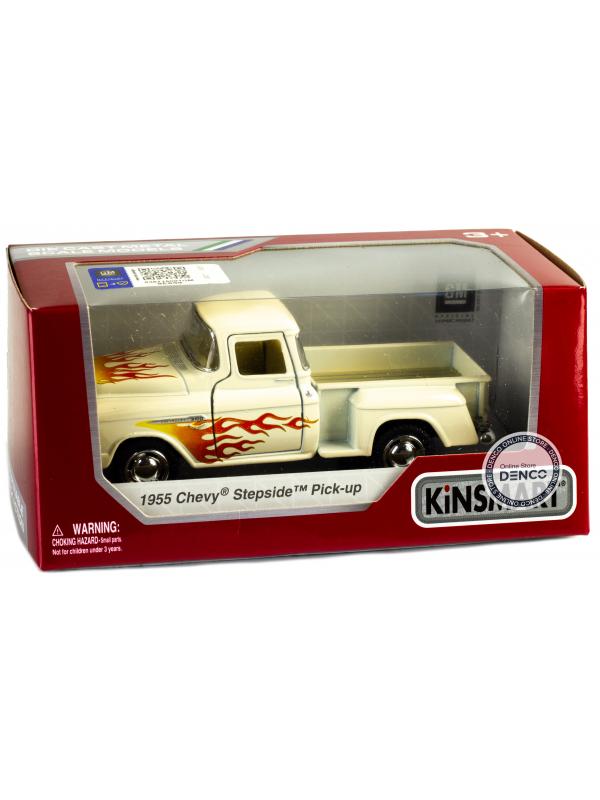 Металлическая машинка Kinsmart 1:32 «1955 Chevy Stepside Pick-up (С принтом)» KT5330WF, инерционная / Бежевый