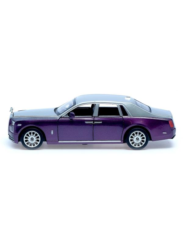 Металлическая машинка Wanbao 1:32 «Rolls-Royce Phantom» 8888D инерционная, свет, звук / Серебристо-фиолетовый
