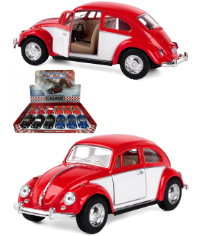 Металлическая машинка Kinsmart 1:32 «1967 Volkswagen Classical Beetle (Color Door)» KT5373D инерционная / Красный