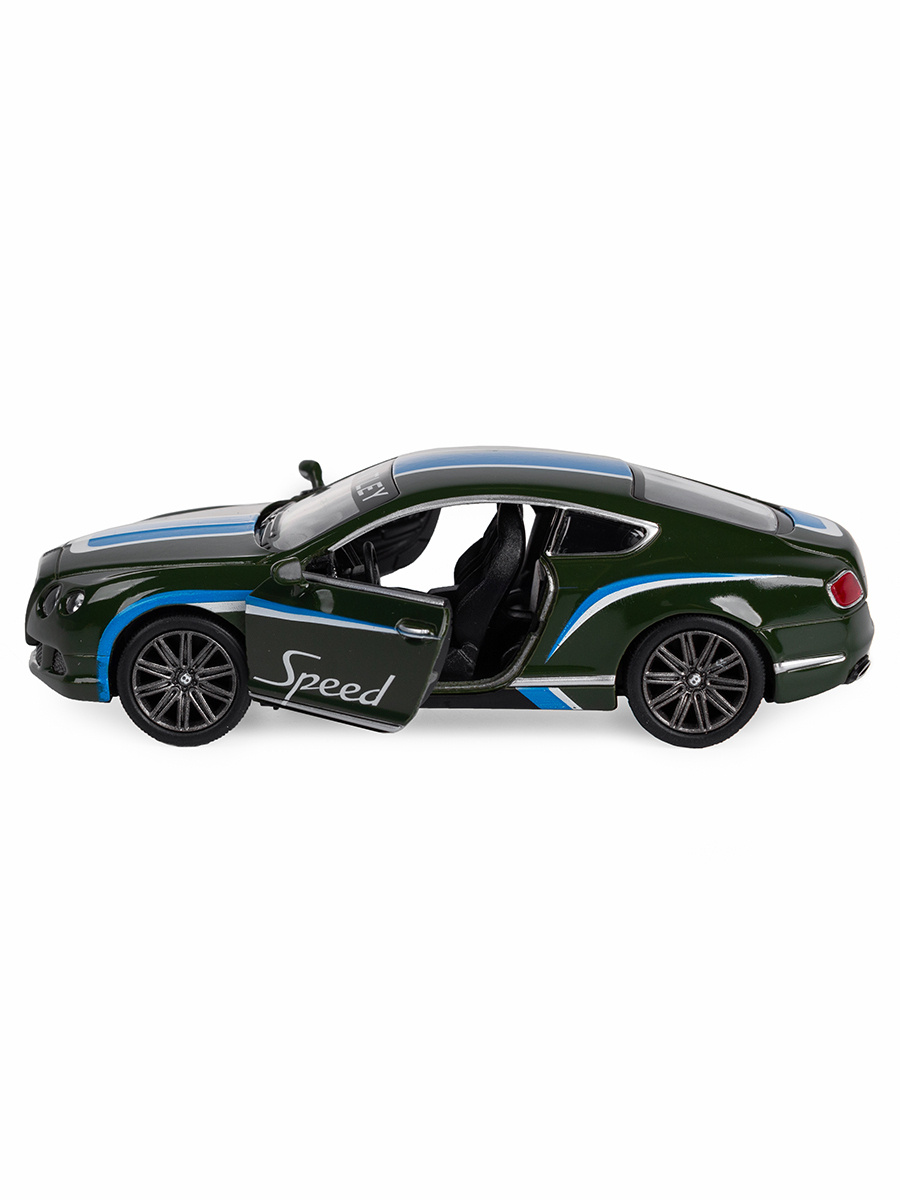 Металлическая машинка Kinsmart 1:38 «2012 Bentley Continental GT Speed с принтом» KT5369DF, инерционная / Зеленый