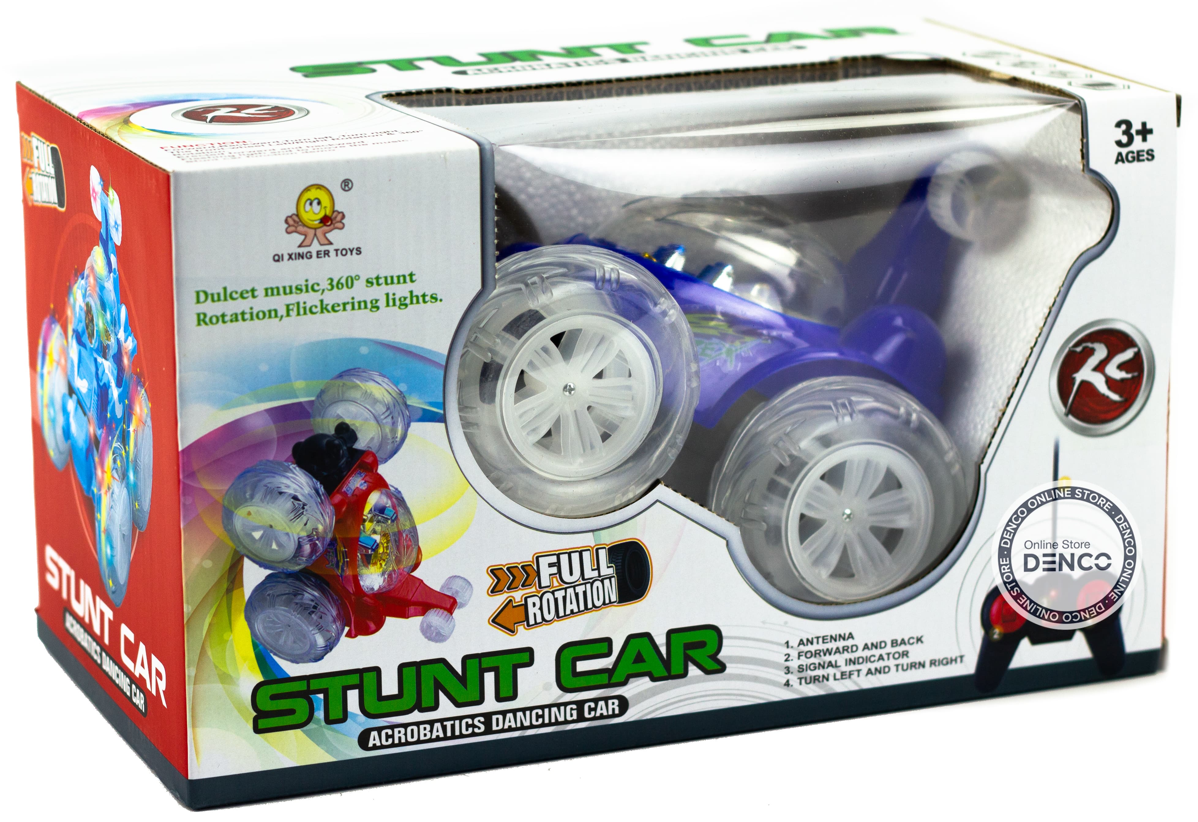 Радиоуправляемая трюковая машинка - перевертыш «Stunt Car» 6702, колеса светятся, музыка, вращение 360, на пульте управления / Микс
