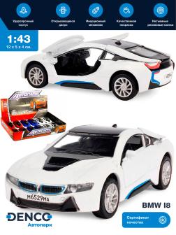 Металлическая машинка Play Smart 1:43 «BMW I8» 6529D, инерционная / Белый