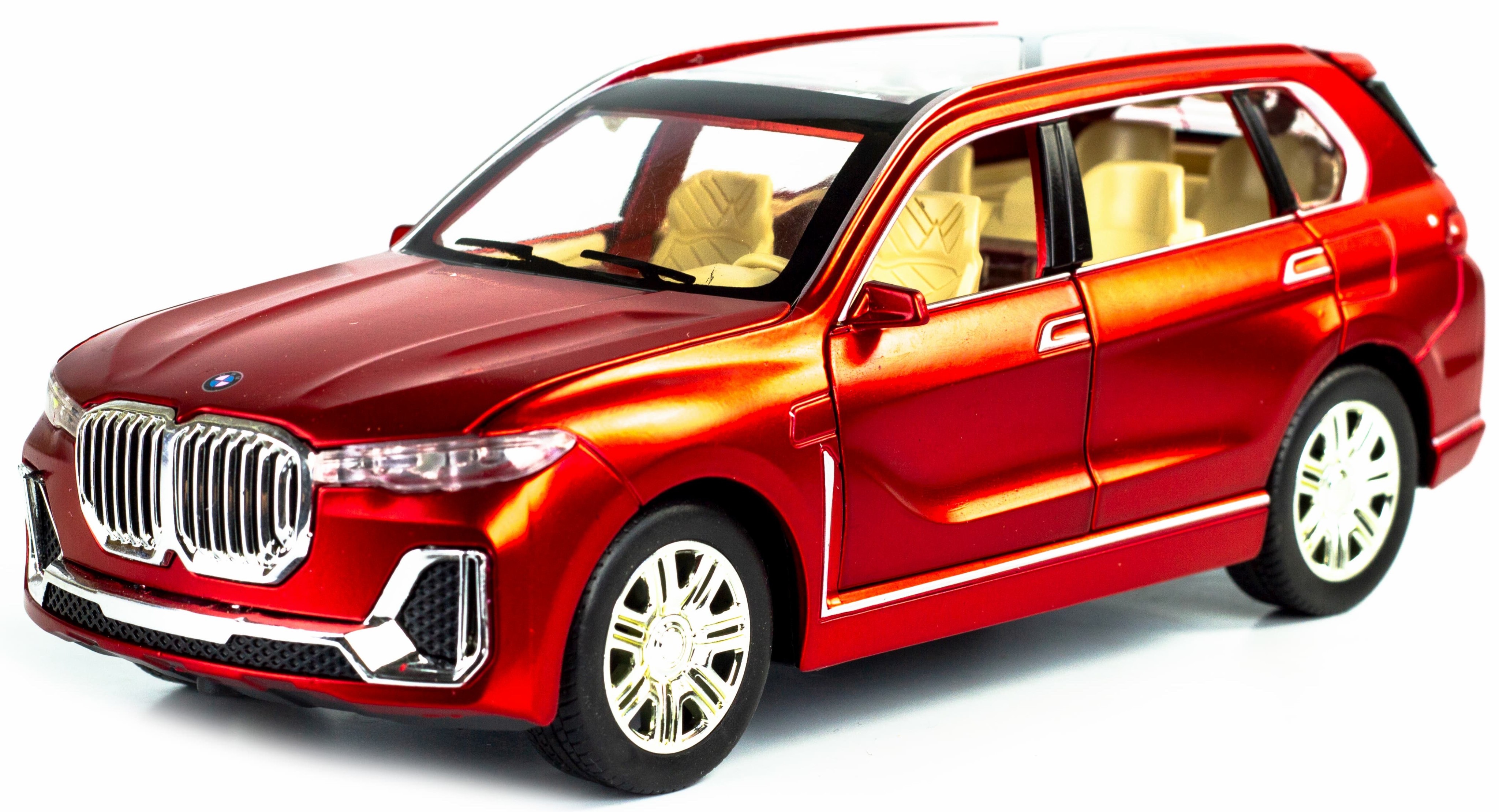 Металлическая машинка Che Zhi 1:24 «BMW X7» CZ115, 24.5 см., свет и звук, инерционная / Красный