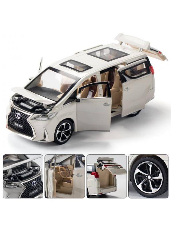 Металлическая машина Che Zhi 1:24 «Lexus LM300h» CZ119А, 20.5 см., инерционная, свет, звук / Белый