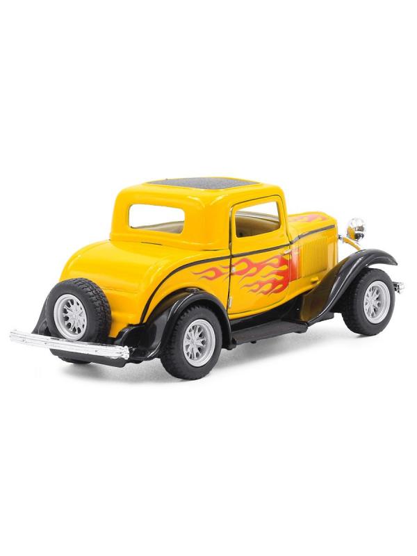 Машинка металлическая Kinsmart 1:34 «1932 Ford 3-Window Coupe с принтом» KT5332DF инерционная / Желтый