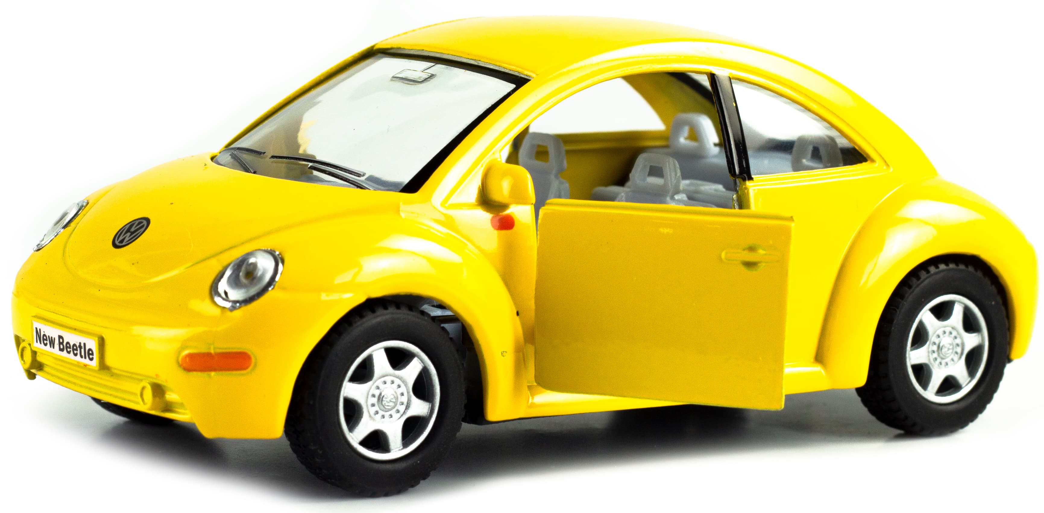 Металлическая машинка Kinsmart 1:32 «Volkswagen Beetle New» KT5028D, инерционная / Желтый
