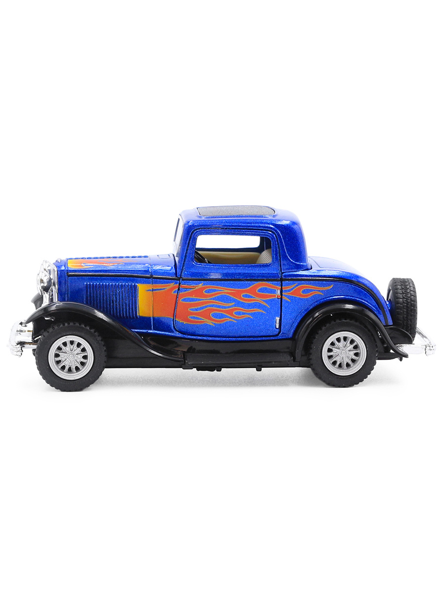 Машинка металлическая Kinsmart 1:34 «1932 Ford 3-Window Coupe с принтом» KT5332DF инерционная / Синий