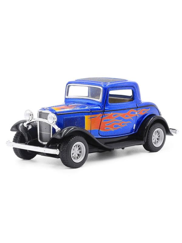 Машинка металлическая Kinsmart 1:34 «1932 Ford 3-Window Coupe с принтом» KT5332DF инерционная / Синий