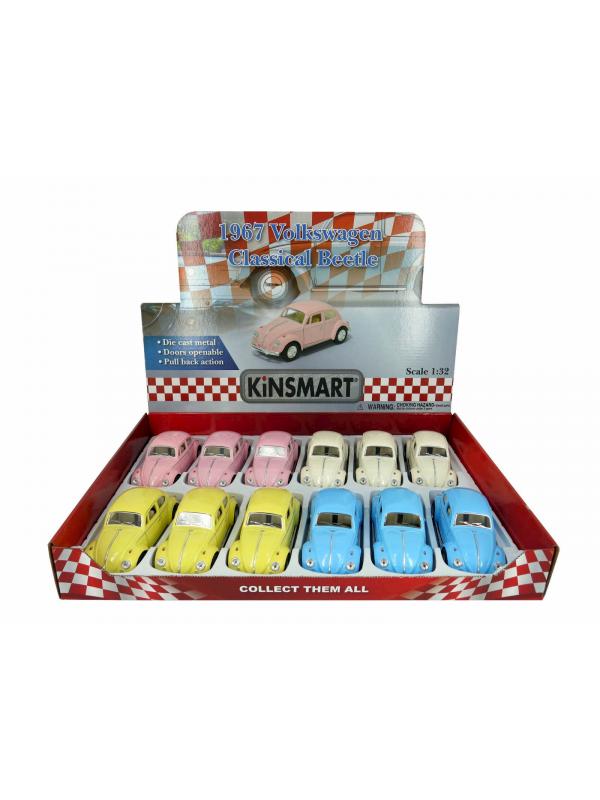 Металлическая машинка Kinsmart 1:32 «1967 Volkswagen Classical Beetle (Пастельные цвета)» KT5375D инерционная / Голубой