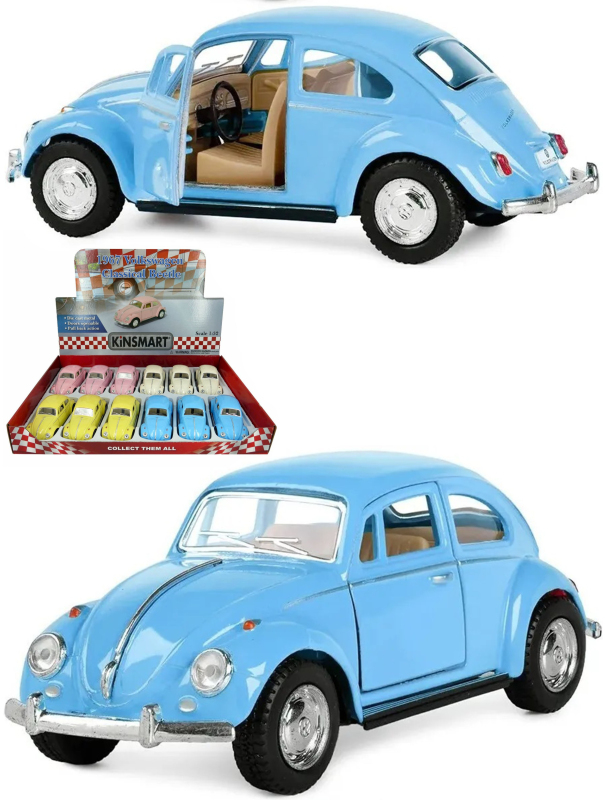 Металлическая машинка Kinsmart 1:32 «1967 Volkswagen Classical Beetle (Пастельные цвета)» KT5375D инерционная / Голубой
