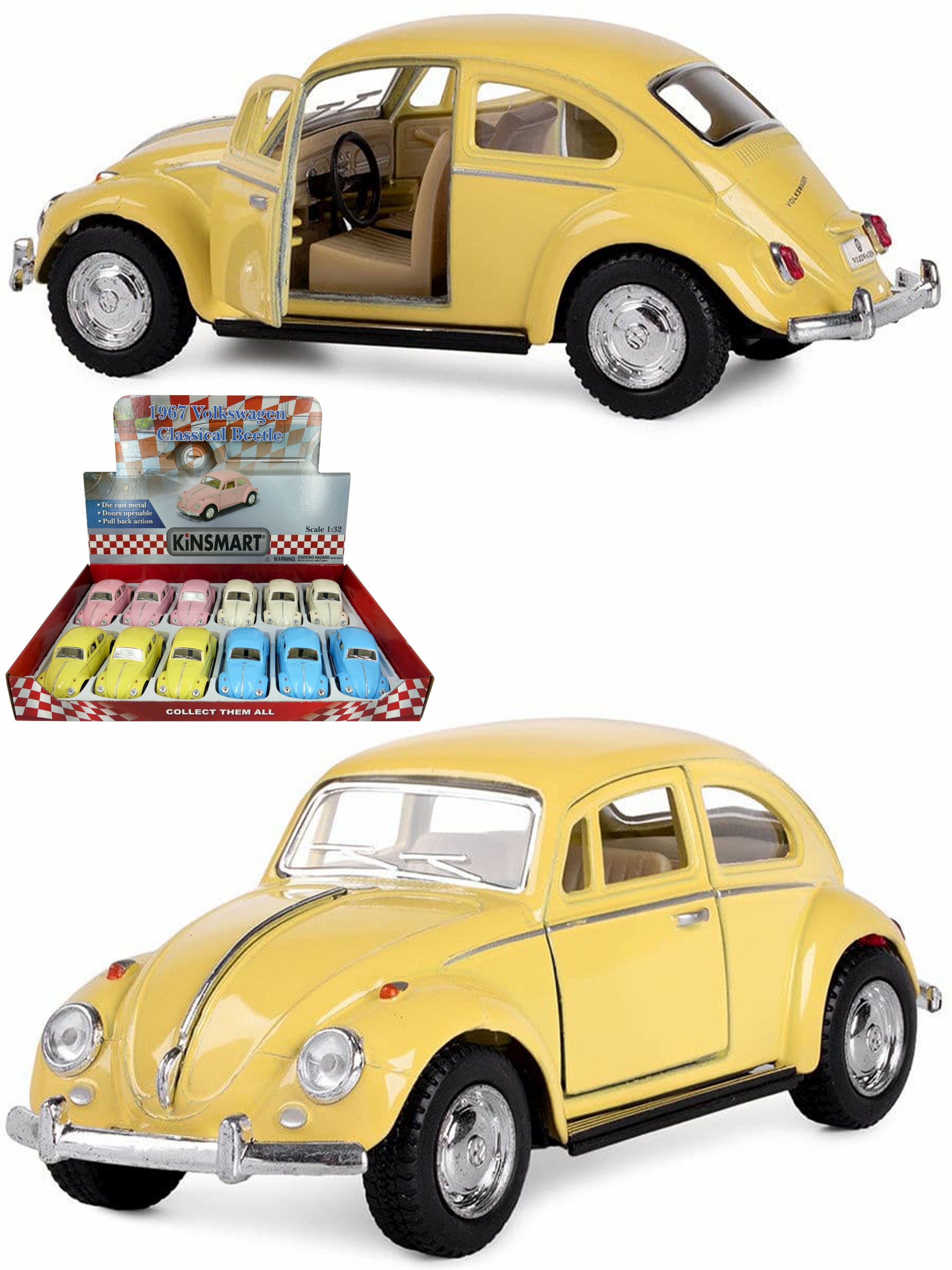 Металлическая машинка Kinsmart 1:32 «1967 Volkswagen Classical Beetle (Пастельные цвета)» KT5375D инерционная / Желтый