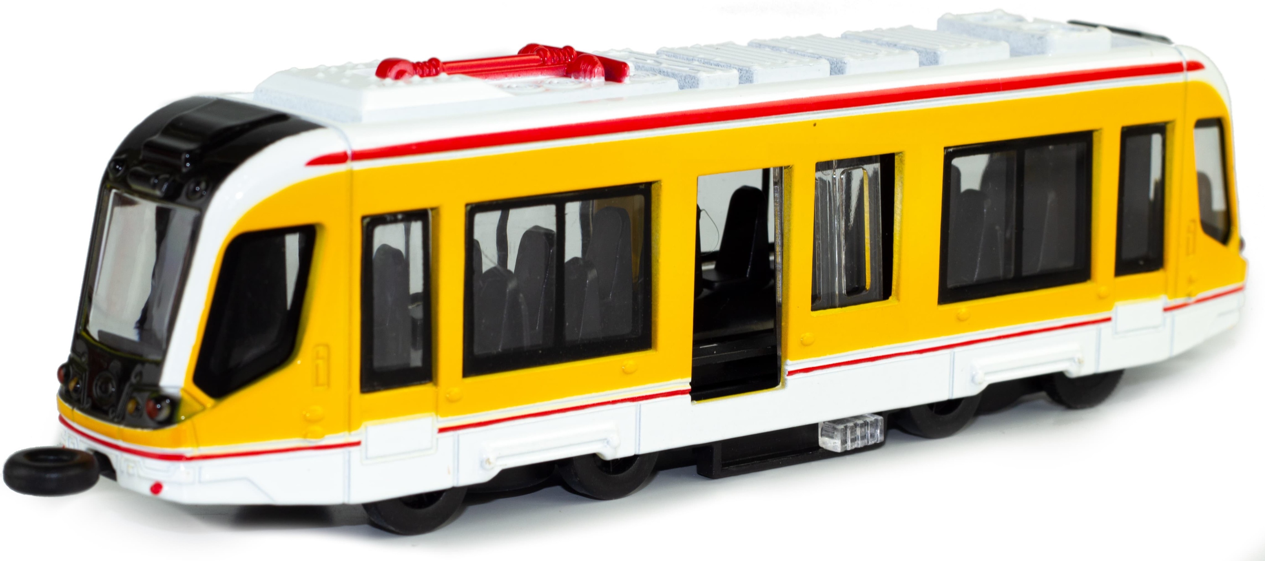 Металлический трамвай 1:50 «Трамвай современный» XL80190-6L, Tramcar, инерционный, звук, свет / Желтый