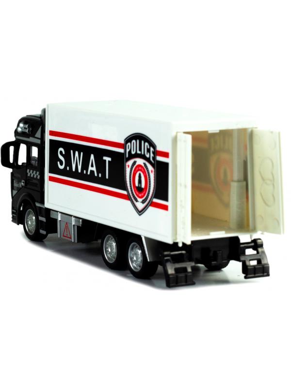 Металлическая машинка WGT Car 1:48 «Спецтехника отряда Полиции S.W.A.T.» 2211-14, 19 см., инерционная / Грузовик