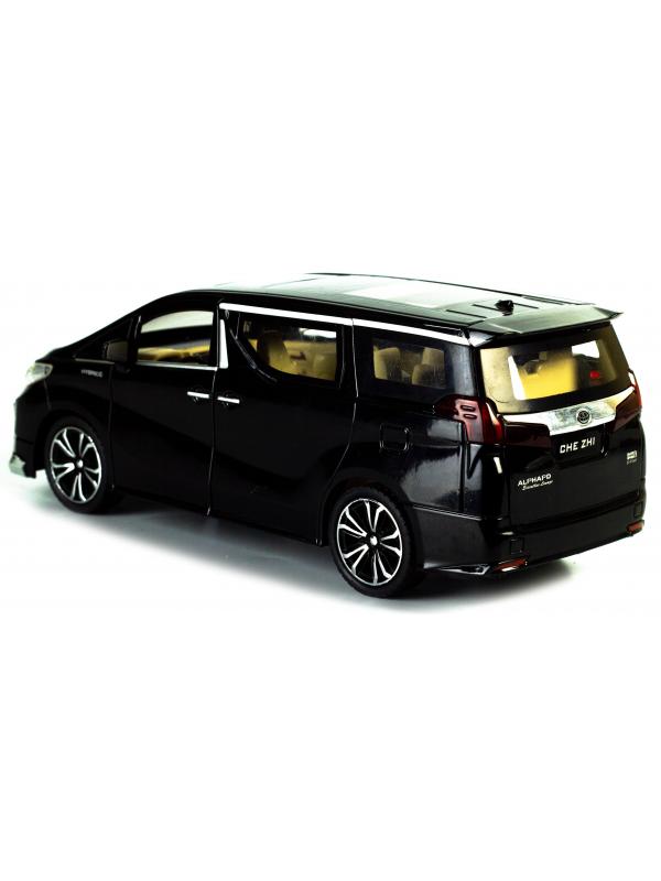 Металлическая машинка Che Zhi 1:24 «Toyota Alphard Hybrid E-Four» 20 см. CZ120A инерционная, свет, звук / Черный