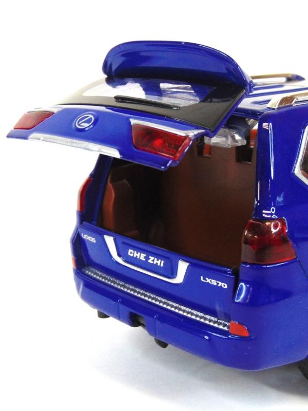 Металлическая машинка Che Zhi 1:24 «Lexus LX570» CZ125A, 21 см., инерционная, свет, звук / Синий