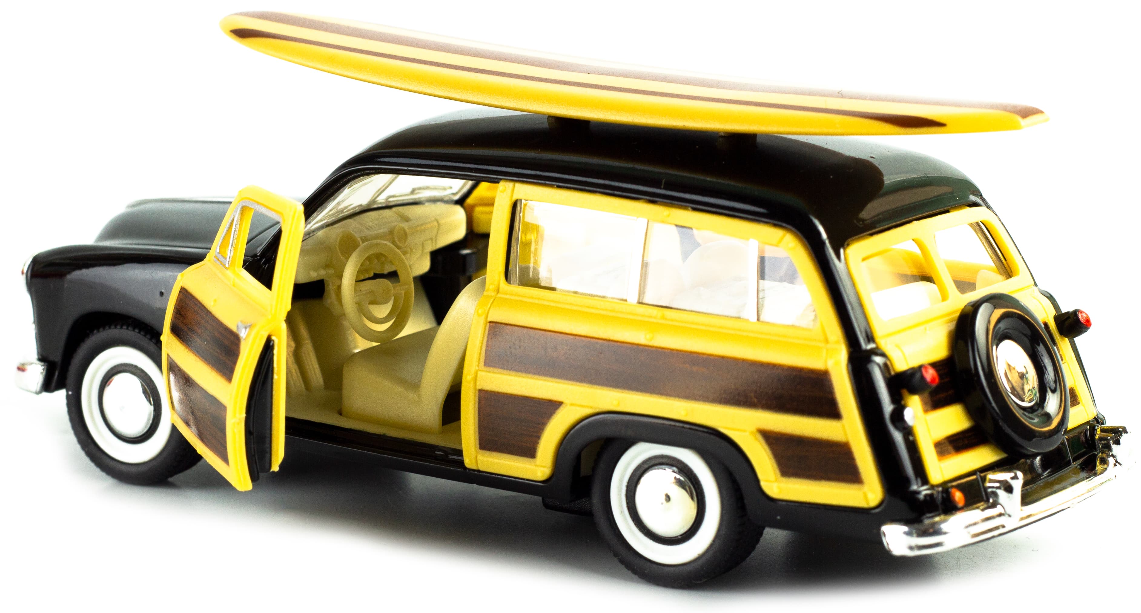 Машинка металлическая Kinsmart 1:40 «1949 Ford Woody Wagon ца Wooden surfboard» KT5402DS1 инерционная / Черный