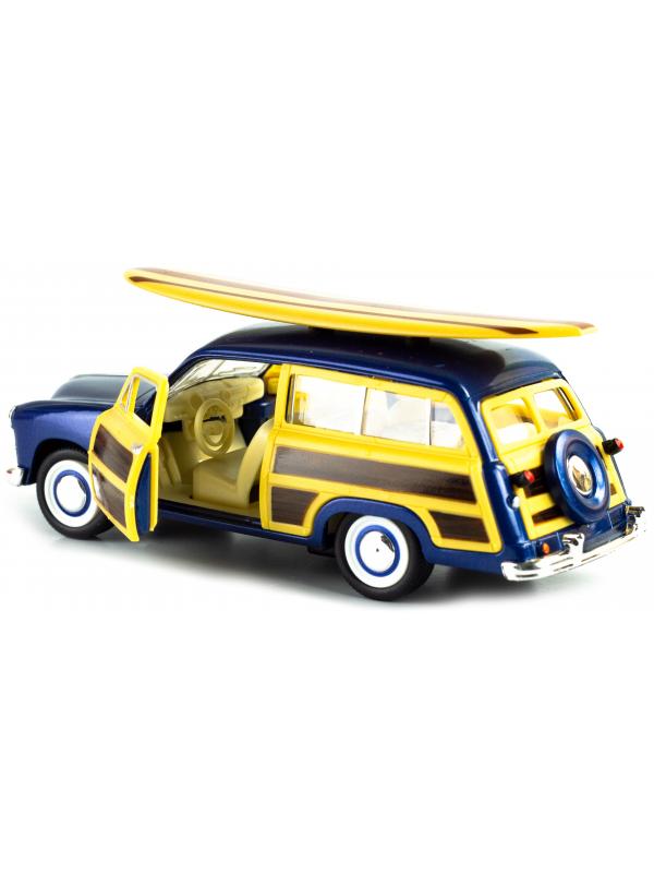 Машинка металлическая Kinsmart 1:40 «1949 Ford Woody Wagon ца Wooden surfboard» KT5402DS1 инерционная / Синий