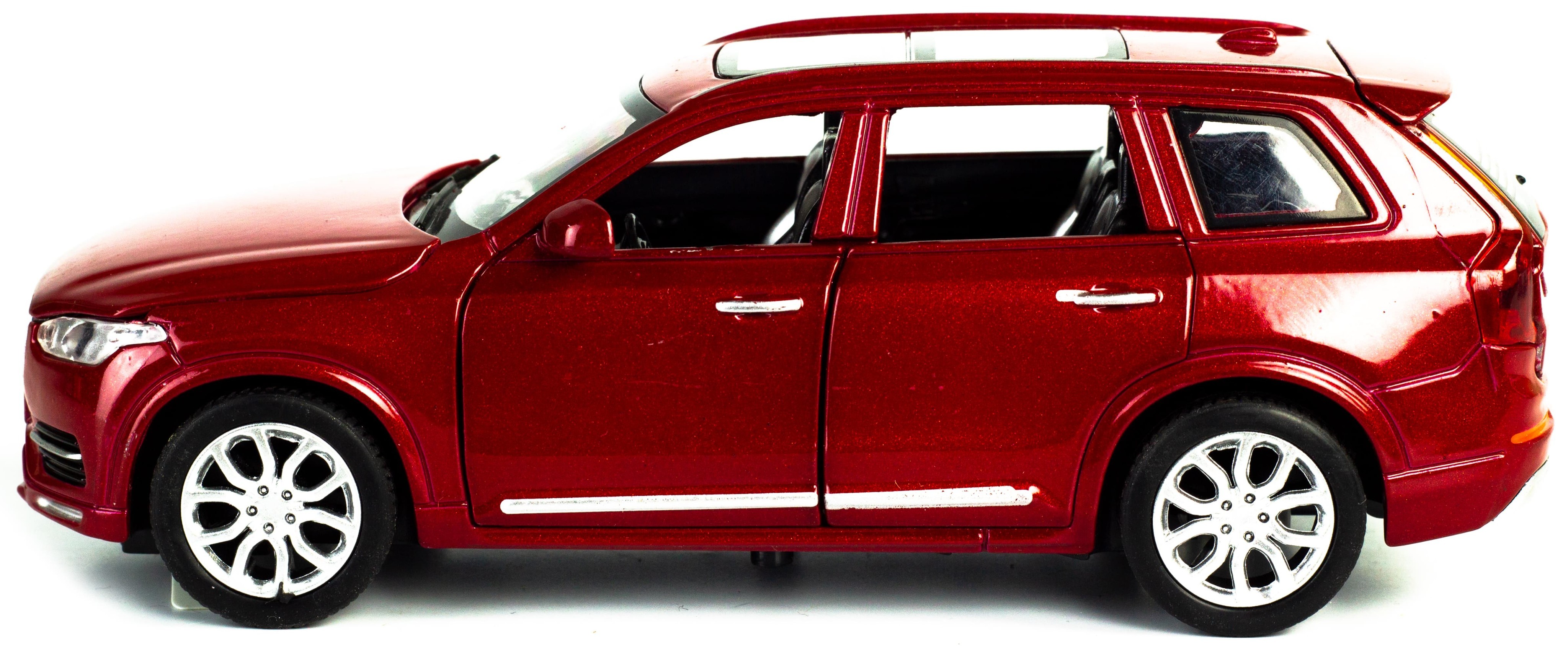 Машинка металлическая Wanbao 1:32 «Volvo XC 90» 15.5 см., 628D, инерционная, свет, звук / Красный