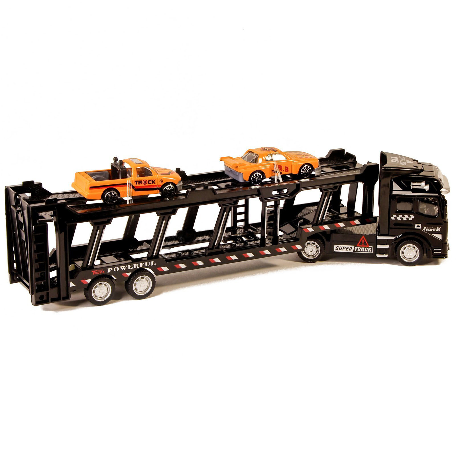 Металлическая машинка Die Cast «Трейлер-Автовоз» c машинками 2212-9, 32 см., инерция / Микс