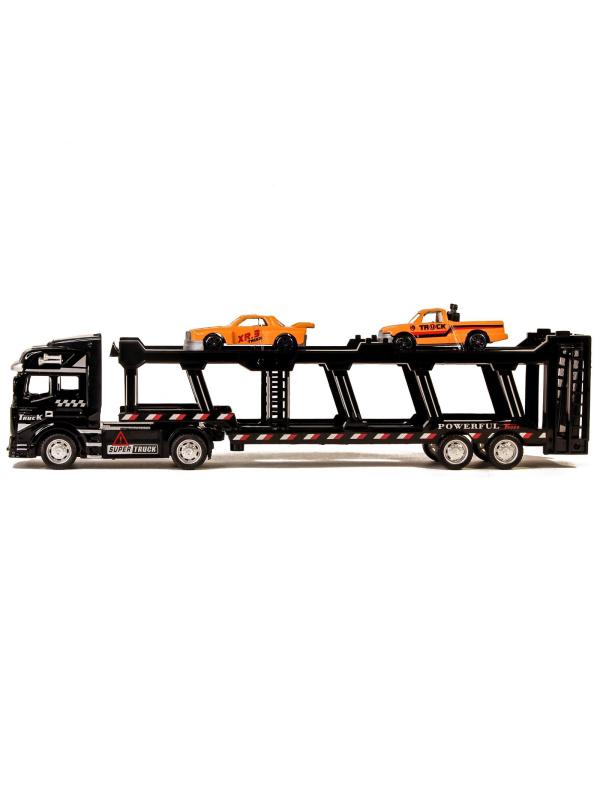 Металлическая машинка Die Cast «Трейлер-Автовоз» c машинками 2212-9, 32 см., инерция / Микс