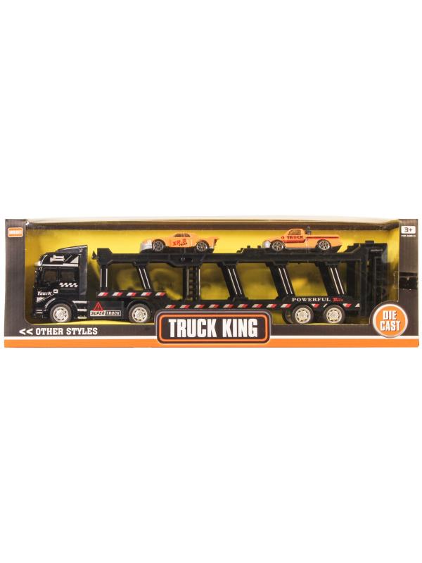 Металлическая машинка Die Cast «Трейлер-Автовоз» c машинками 2212-9, 32 см., инерция / Микс