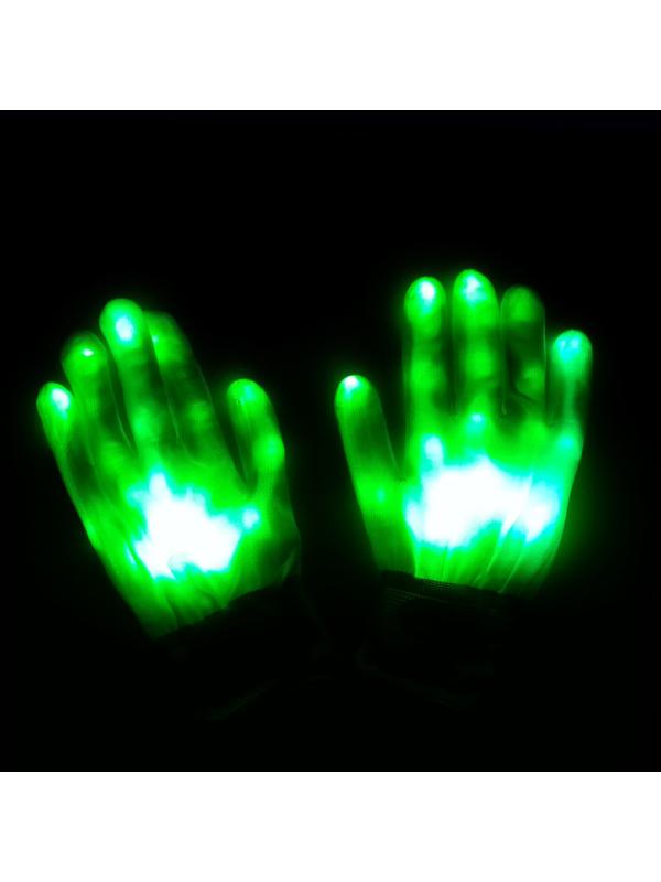 Неоновые перчатки со светодиодной сеткой 23 см. Н326-2 / Микс