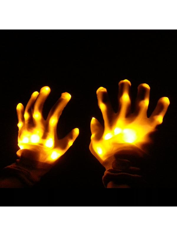 Неоновые перчатки со светодиодной сеткой 23 см. Н326-2 / Микс