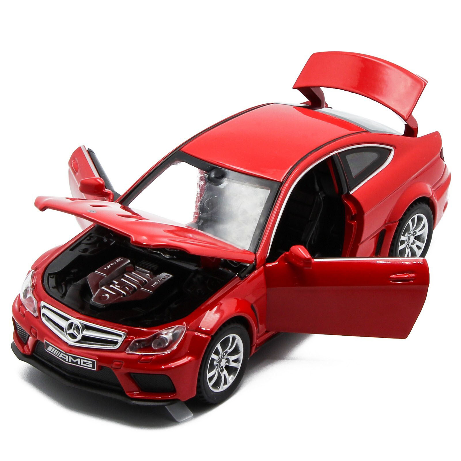 Металлическая машинка Die Cast  1:32 «Mercedes-Benz C63 AMG Coupe Black Series» 15 см., А32251, свет, звук, инерционная / Микс