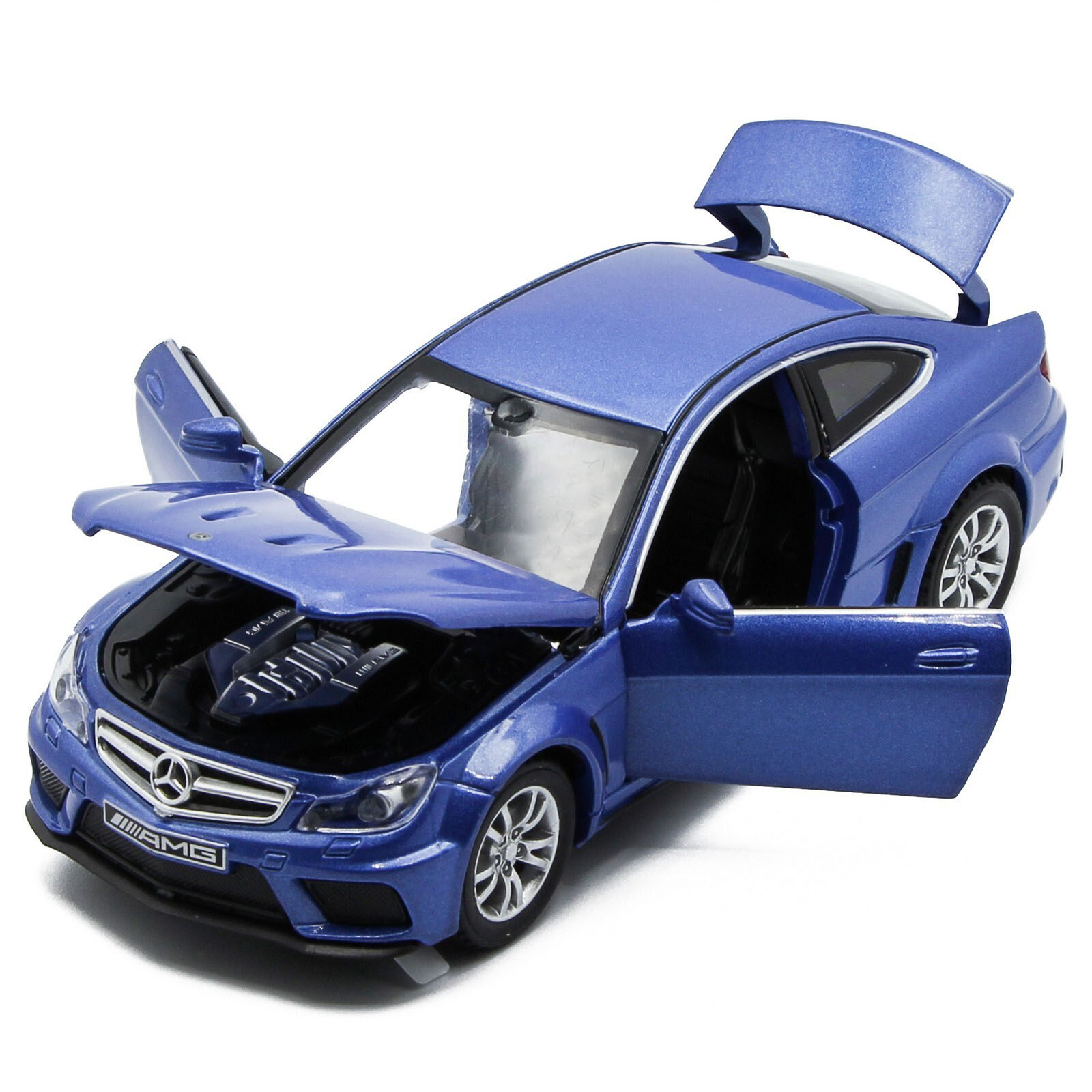 Металлическая машинка Die Cast  1:32 «Mercedes-Benz C63 AMG Coupe Black Series» 15 см., А32251, свет, звук, инерционная / Микс